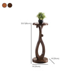 Elegant Curved Pedestal Cherry Wood Round Plant Stand Image - 27