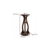 Elegant Curved Pedestal Cherry Wood Round Plant Stand Image - 23