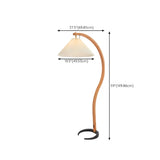 Elegant Curved Wooden Floor Lamp with Pleated Shade #size