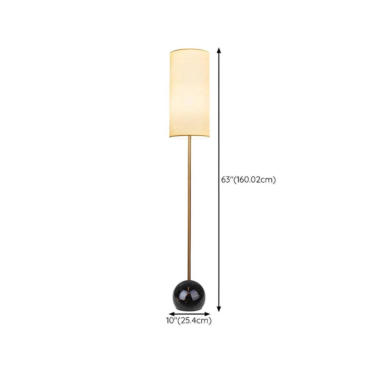 Elegant Cylindrical Shade Round Base Gold Floor Lamp 