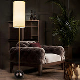 Elegant Cylindrical Shade Round Base Gold Floor Lamp Image - 3