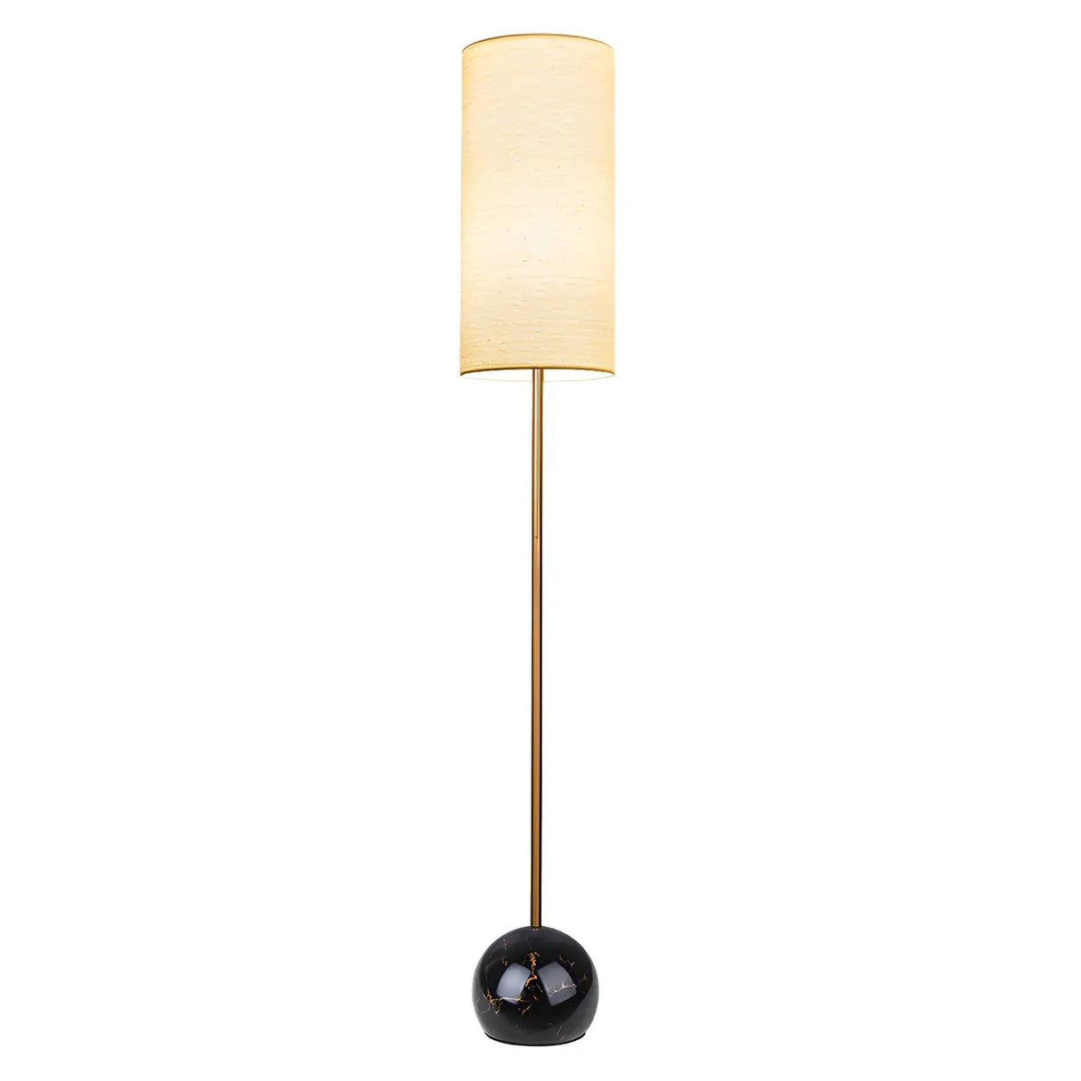 Elegant Cylindrical Shade Round Base Gold Floor Lamp Image - 6