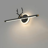 Elegant Deer Antler Vanity Wall Light with LED Ring Image - 11