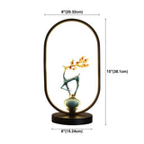 Elegant Deer Statue Oval Frame LED Metal Table Lamp #size