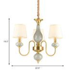 Elegant Dining Room Brass Ceramic Round Drum Chandelier Image - 4