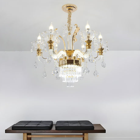 Elegant Dining Room Clear Candelabra Crystal Chandelier Image - 2