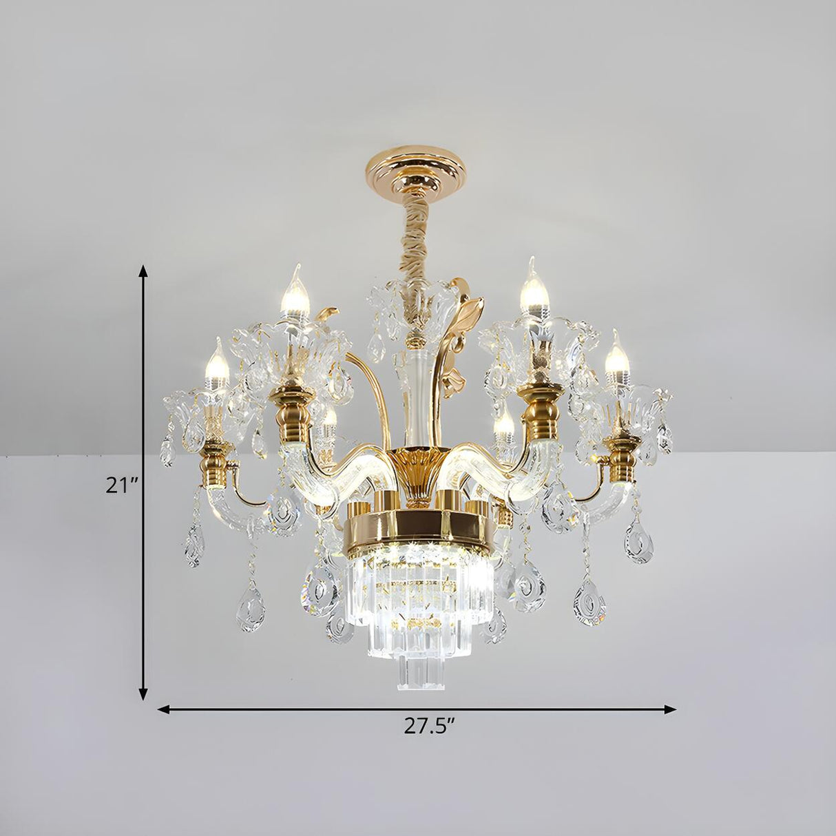 Elegant Dining Room Clear Candelabra Crystal Chandelier 