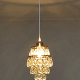 Elegant Dining Room Clear Crystal Teardrop Pendant Light Image - 8