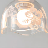 Elegant Dining Room Floral Clear Glass Dome Pendant Light Image - 15