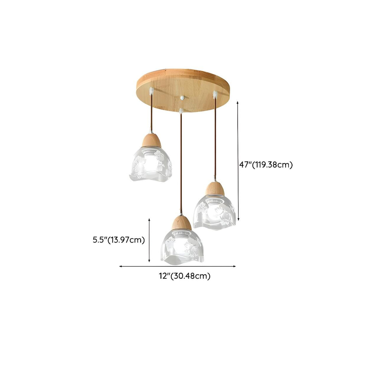 Elegant Dining Room Floral Clear Glass Dome Pendant Light Image - 21