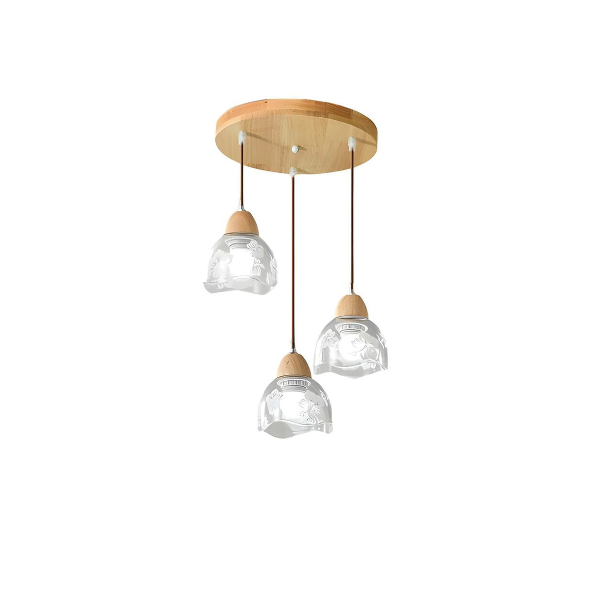 Elegant Dining Room Floral Clear Glass Dome Pendant Light Image - 5