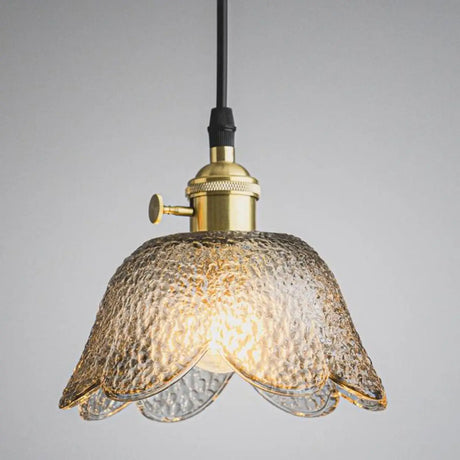 Elegant Dining Room Floral Glass Pendant Light Gold Image - 1