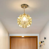 Elegant Dining Room Flower Globe White Glass Pendant Light Image - 2