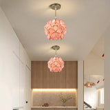 Elegant Dining Room Flower Globe White Glass Pendant Light Image - 4