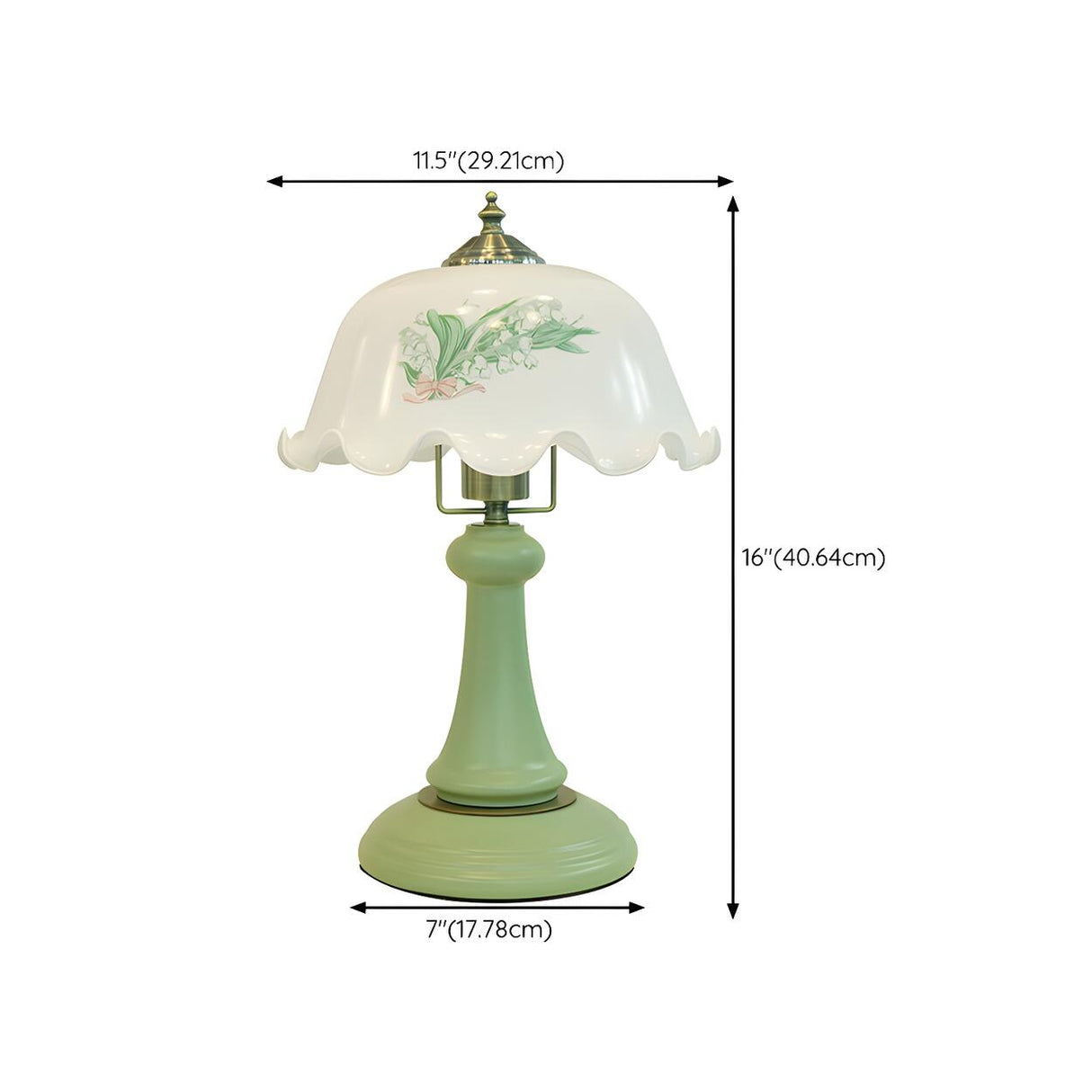 Elegant Dome Flower Shade Cone Base Green Table Lamp 