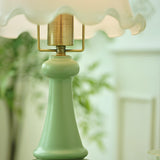 Elegant Dome Flower Shade Cone Base Green Table Lamp Image - 5