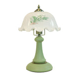 Elegant Dome Flower Shade Cone Base Green Table Lamp Image - 6