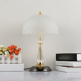 Elegant Dome Frosted Glass Shade Crystal Table Lamp Image - 12