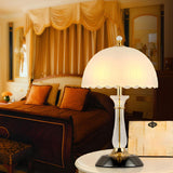 Elegant Dome Frosted Glass Shade Crystal Table Lamp Image - 15