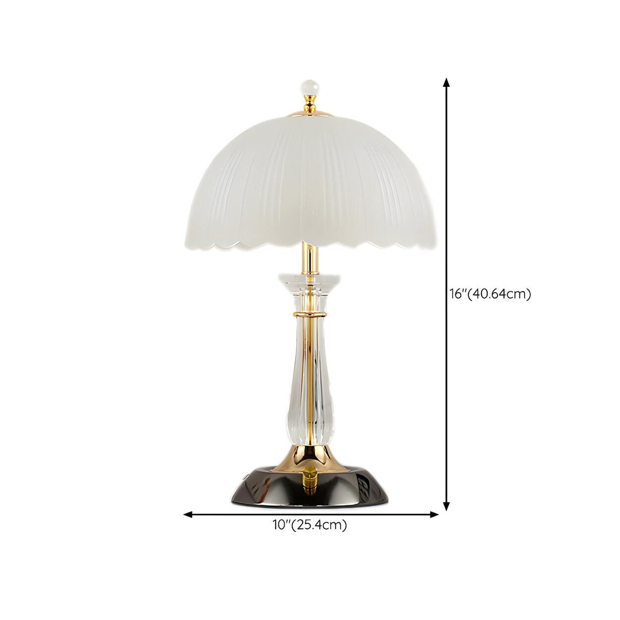 Elegant Dome Frosted Glass Shade Crystal Table Lamp 