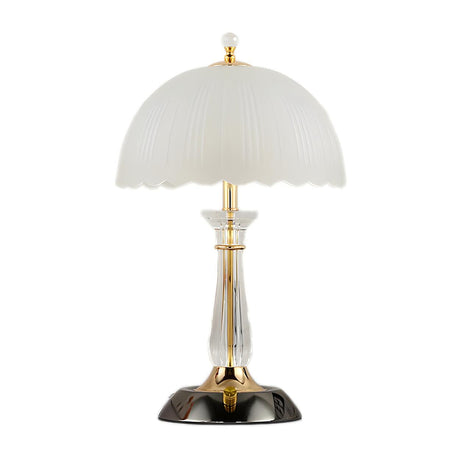 Elegant Dome Frosted Glass Shade Crystal Table Lamp Image - 2