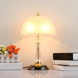 Elegant Dome Frosted Glass Shade Crystal Table Lamp Image - 4