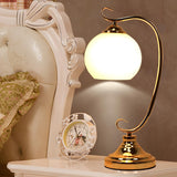 Elegant Dome Glass Shade Curved Metal Arm Table Lamp Image - 17