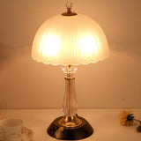 Elegant Dome Glass Shade Umbrella Crystal Table Lamp Image - 1