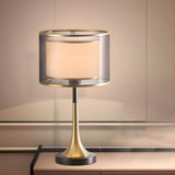 Elegant Double Layer Fabric Cylinder Shade Table Lamp Image - 10