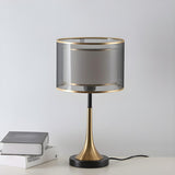 Elegant Double Layer Fabric Cylinder Shade Table Lamp Image - 11