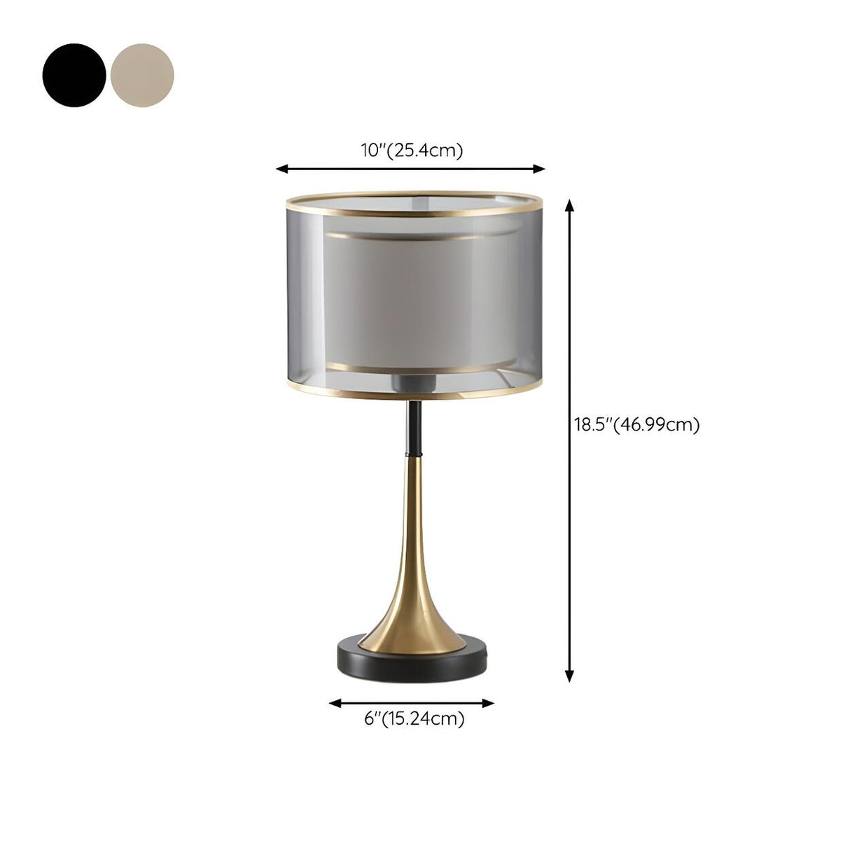 Elegant Double Layer Fabric Cylinder Shade Table Lamp 