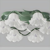 Elegant Down Rod White Floral Ceiling Fan with Lights Image - 18