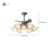 Elegant Down Rod White Floral Ceiling Fan with Lights Image - 24