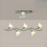 Elegant Down Rod White Floral Ceiling Fan with Lights Image - 4