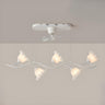 Elegant Down Rod White Floral Ceiling Fan with Lights Image - 6