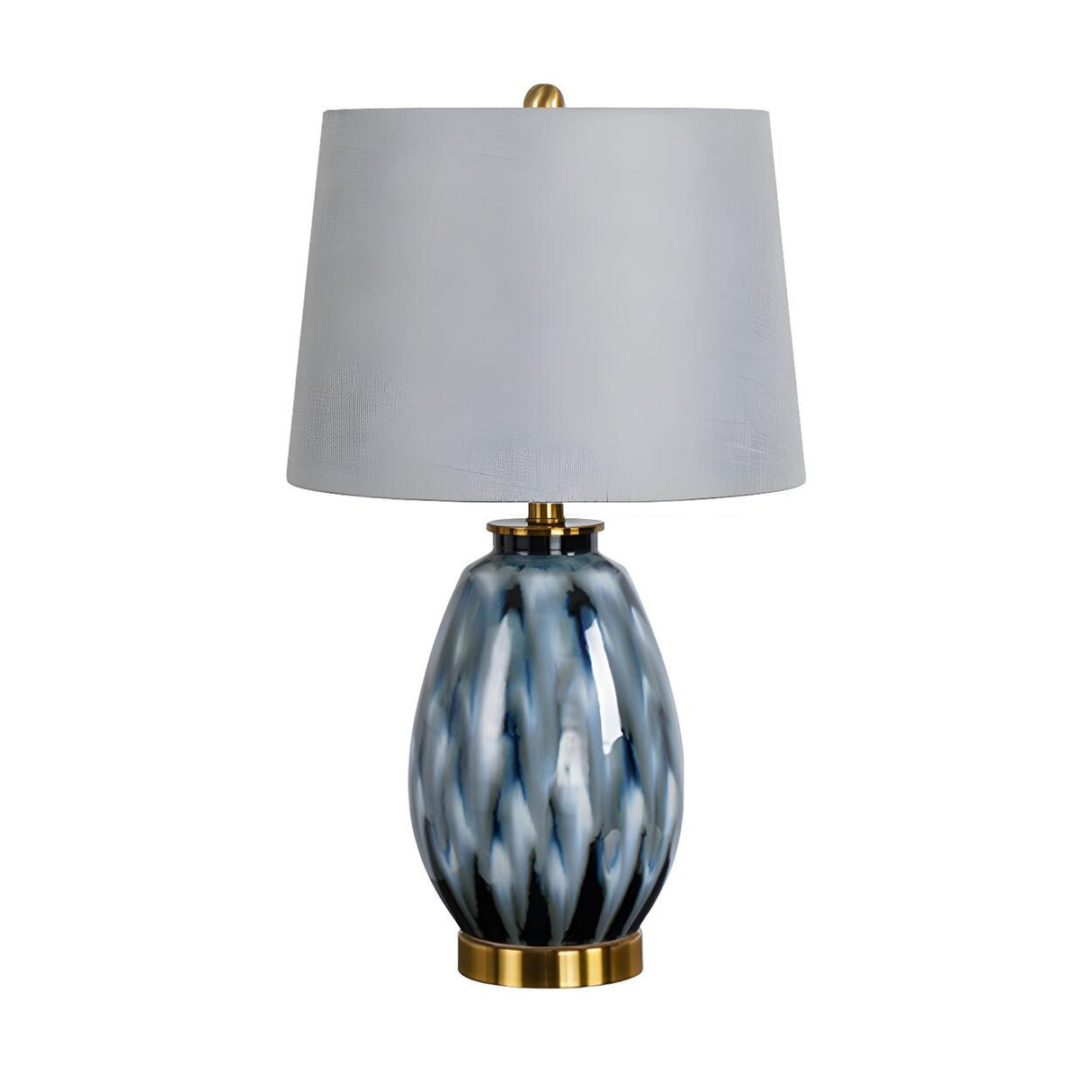 Elegant Drum Fabric Shade Ceramic Base Table Lamp Image - 10