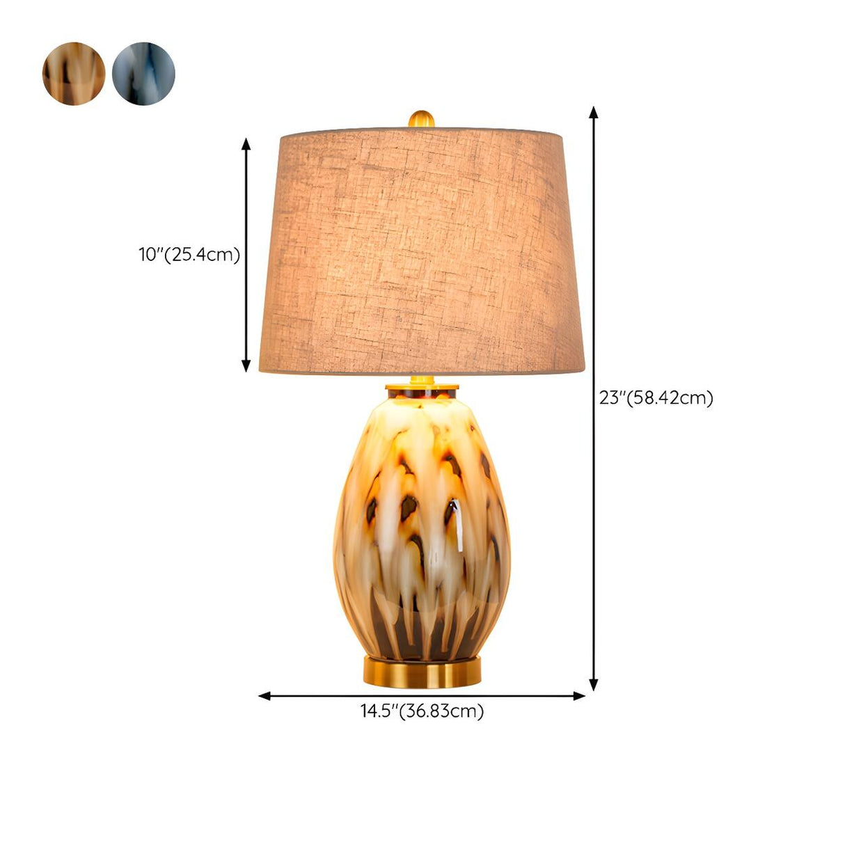 Elegant Drum Fabric Shade Ceramic Base Table Lamp 