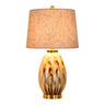 Elegant Drum Fabric Shade Ceramic Base Table Lamp Image - 3