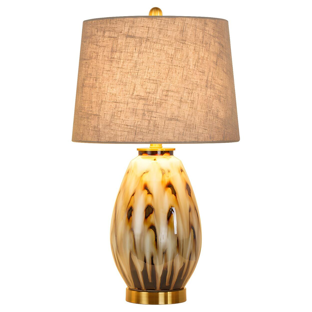 Elegant Drum Fabric Shade Ceramic Base Table Lamp Image - 7