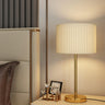 Elegant Drum Pleated Fabric Shade Metal Table Lamp Image - 2