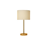 Elegant Drum Pleated Fabric Shade Metal Table Lamp Image - 5