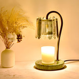 Elegant Drum Shape Glass Shade Marble Base Table Lamp Image - 11