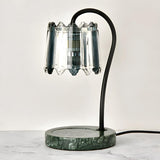 Elegant Drum Shape Glass Shade Marble Base Table Lamp Image - 2