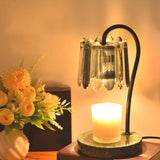 Elegant Drum Shape Glass Shade Marble Base Table Lamp Image - 3