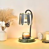 Elegant Drum Shape Glass Shade Marble Base Table Lamp Image - 4