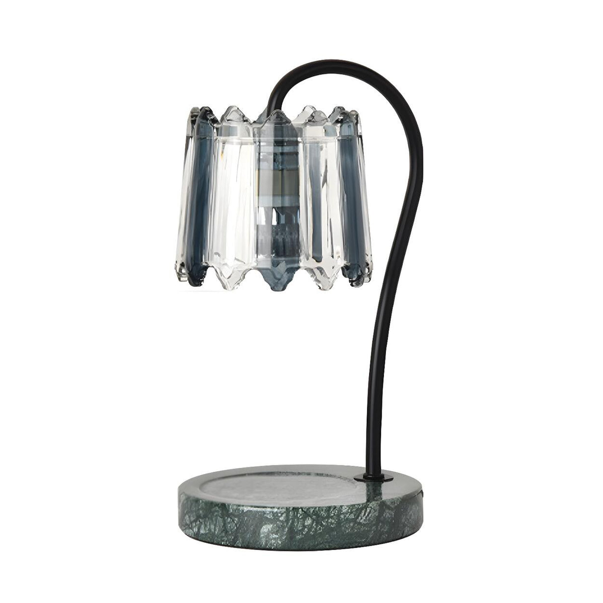 Elegant Drum Shape Glass Shade Marble Base Table Lamp Image - 6