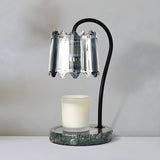 Elegant Drum Shape Glass Shade Marble Base Table Lamp Image - 7