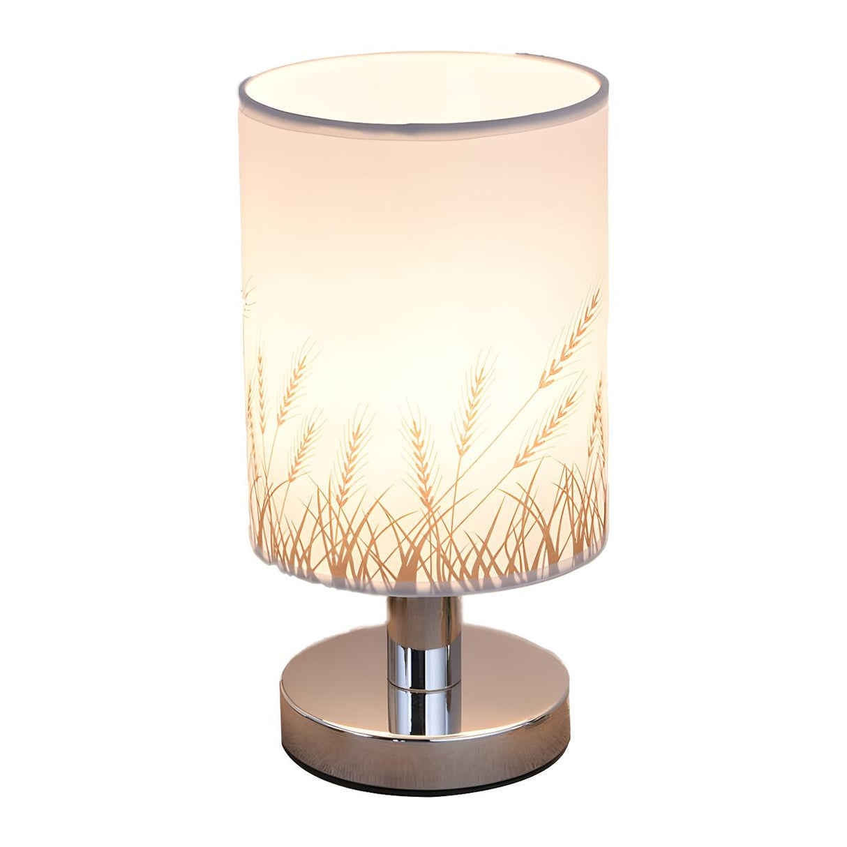 Elegant Fabric Cylinder Shape Grass Decor Table Lamp Image - 5