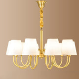 Elegant Fabric Drum Gold Chain Metal Chandelier Image - 10