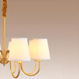 Elegant Fabric Drum Gold Chain Metal Chandelier Image - 15